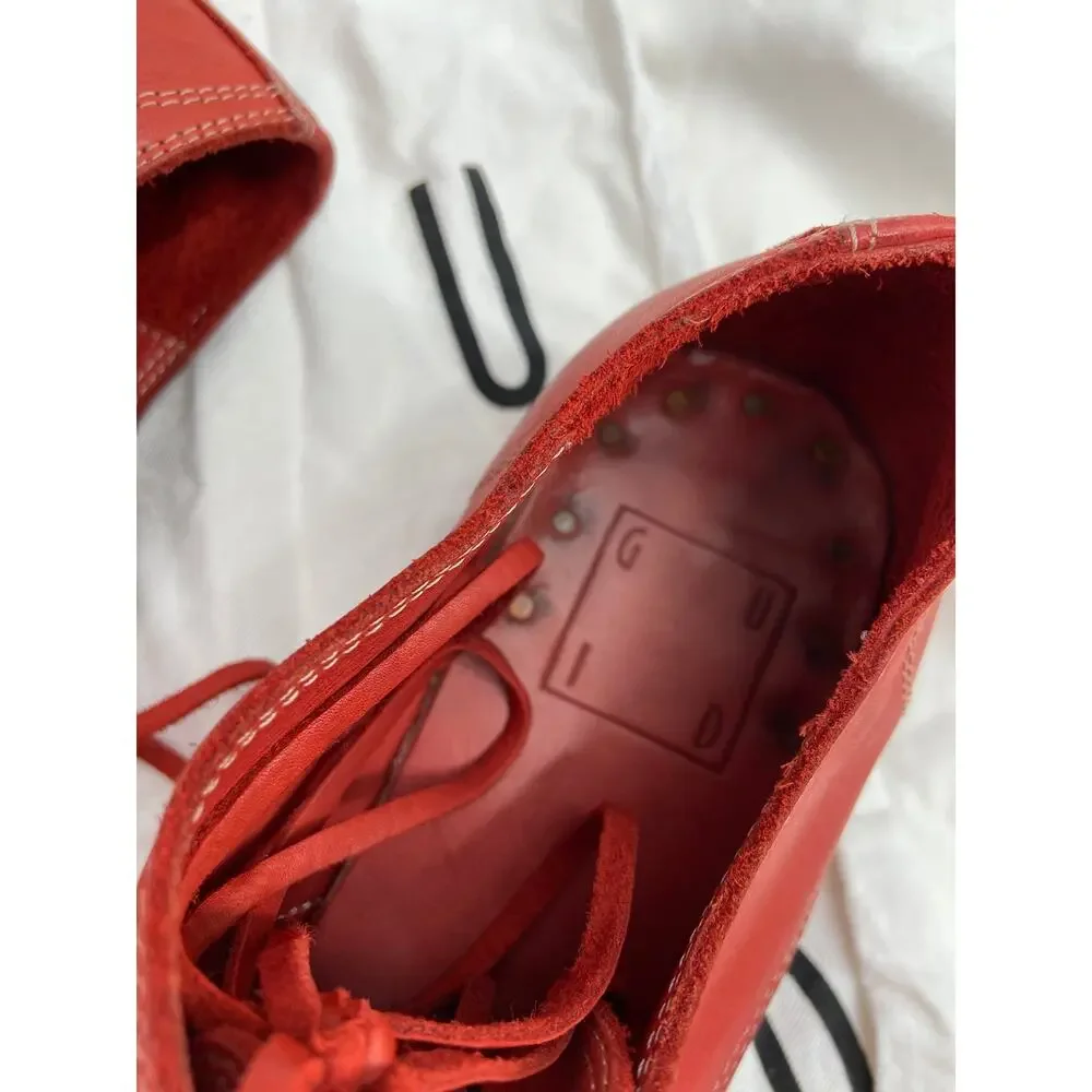 Guidi 792Z Red Leather Lace Up Round Toe Derby Shoes‎ Size 35